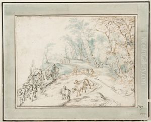 A Woodland Road with Travellers, Herdsmen and CattleEngelsk titel by Jan Brughel