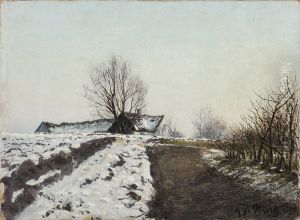 Klar vinterdag henad aften. Baldersbronde by Laurits Andersen Ring