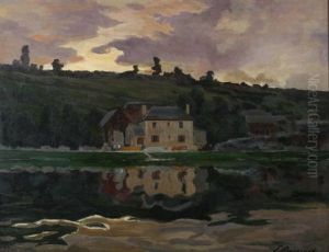 Riverscape With Figures by Emile Cagniart