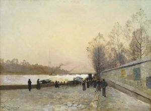 Crepuscule Au Pont De La Concorde by Emile Cagniart