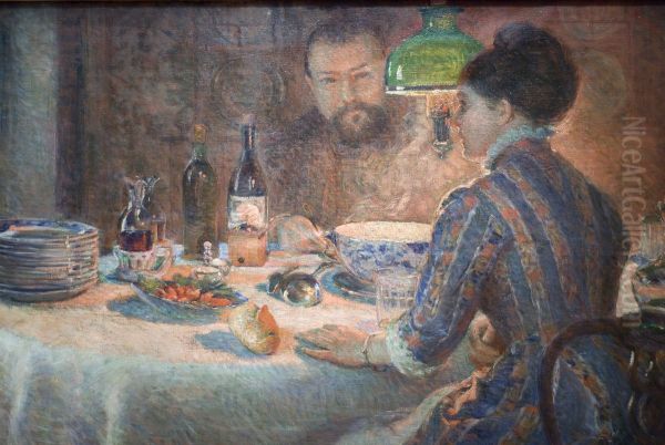 Sous la Lampe (Sisley et sa femme dinant chez les Braquemond a Sevres). - view 1