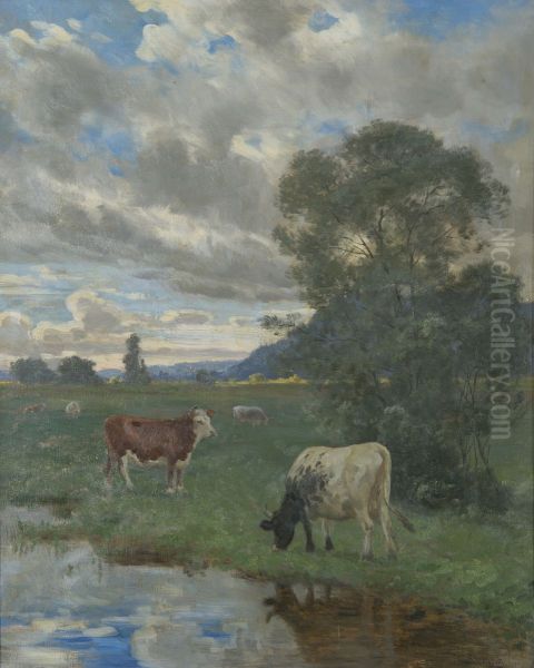 Kyr ved tjern - view 1