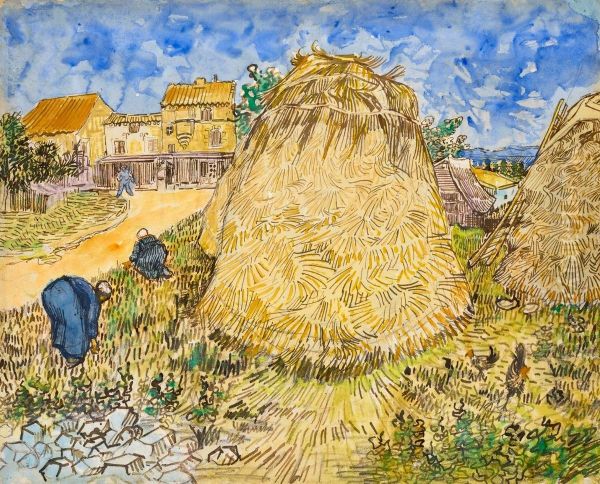Haystacks near a Farm - view 1