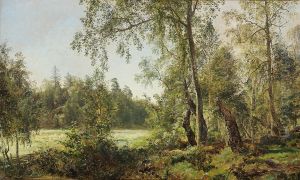 Trees at the edge of the woods. by Janus Andreas Bartholin La Cour