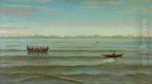 Konebad ved Gronlands kyst i stille vejr. Konebad ved Gronlands kyst i stille vejr.
