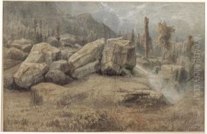 Fjell og skoglandskap by Lars Hertervig