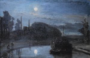 Le soir sur le canal by Johan Jongkind