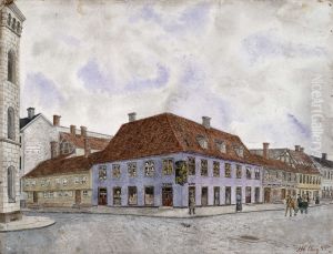 Hjornet Kirkegt. - Prinsensgt. by Henrik Laurentius Helliesen