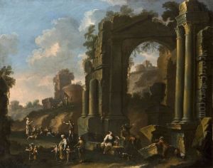 A Capriccio of Ruins with Peasants