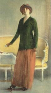 Mujer tomando una taza de chocolate by Ramon Casas