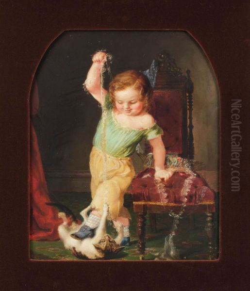 Child Playing with Cat - view 1
