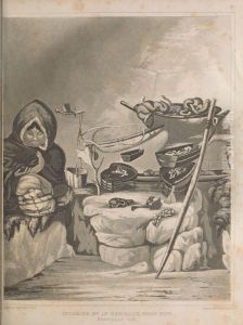 Interior of an Eskimaux snow-hut. Winter Island, 1822.