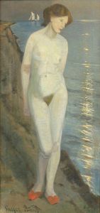 Nogenmodel i maneskin. by Laurits Tuxen