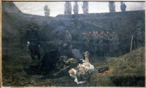 Scena rozstrzelania powstanca na stokach cytadeli by Antoni Piotrowski