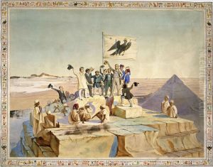 Raising of the Prussian flag on the Great Pyramid of Giza by Johann Jakob Frey
