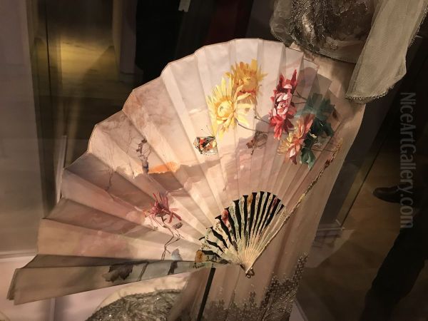 Folding Fan Depicting Chrysanthemums and Butterflies which belonged to Empress Maria Feodorovna - view 1
