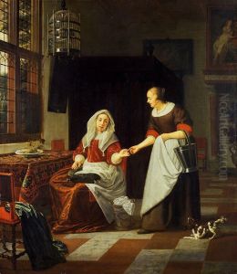 Interior with a young woman and her maid