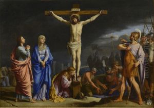 Crucifixion avec la Vierge, saint Jean, sainte Madeleine devant les soldats romains by Jean Baptiste de Champaigne