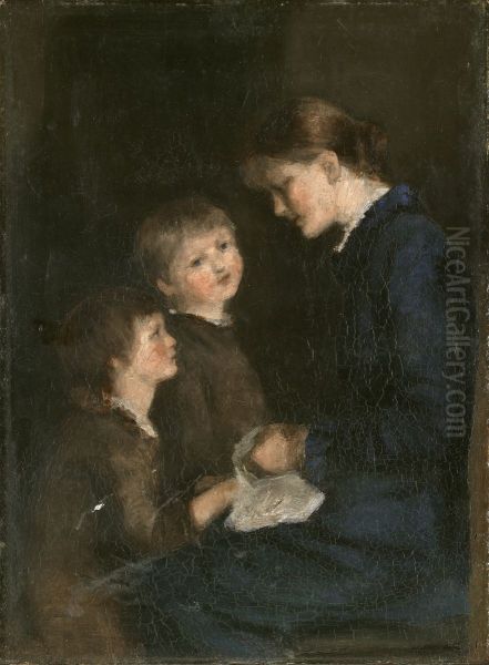Portrett av Anna Dahl (gift Munch) og hennes sosken Henning Dahl og Margrethe Dahl - view 1