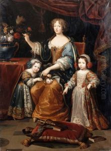 Elisaberth-Charlotte de Baviere, duchesse d'Orleans, et ses enfants by Jean Gilbert Murat
