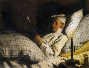 Farmer reading in Bed I