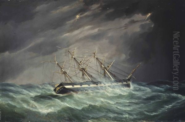 The emigrant ship Carnatic of Boston in a hurricane in the Indian Ocean on a voyage to Calcutta, under the command of Captain John Devereux - view 1