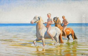 Boys ride horses to water. Skagen, 1900 by Michael Peter Ancher