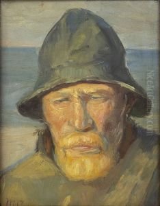 Portrait of a fisherman from Skagen. by Michael Peter Ancher