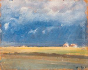 Uvejr over kysten ved Skagen. by Michael Peter Ancher