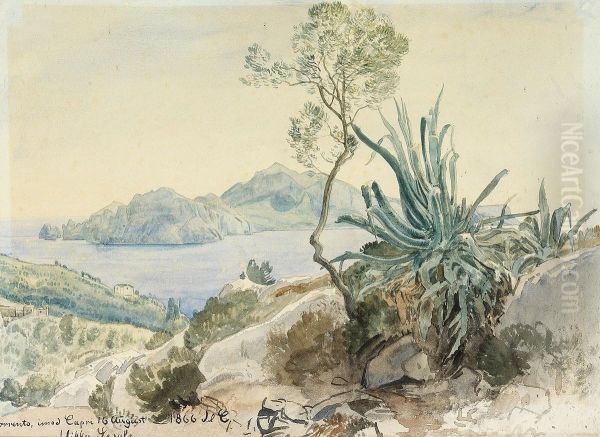 Landscape at Villa Sesale near Sorrento, with a view of Capri. - view 1