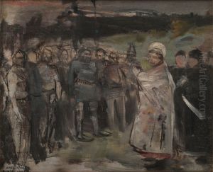 Piispa Henrik kastaa suomalaisia by Akseli Valdemar Gallen-Kallela