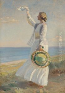Marie Dinesen on the beach.