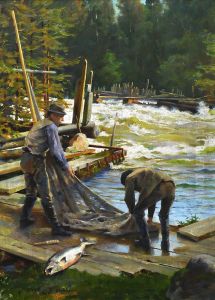 Lohenkalastajia Langinkoskella by Gunnar Berndtson