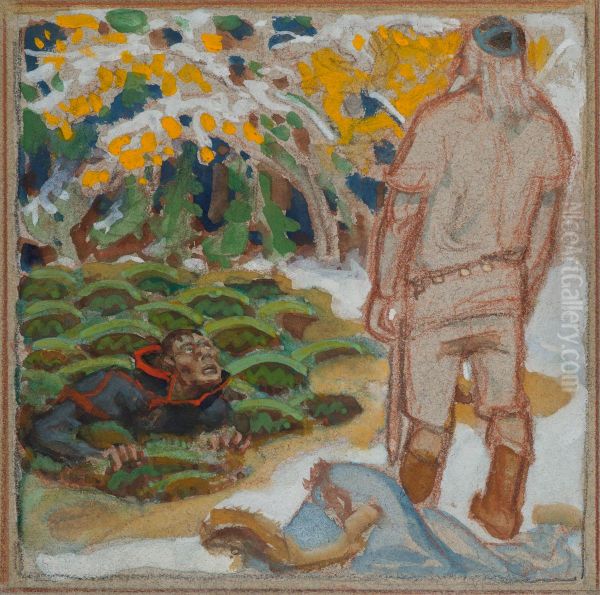 The Complete Kalevala, sketch. Vainamoinen singing. - view 1