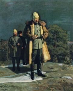 Kenraali Mannerheim katselee Tampereen valloitusta Vehmaisten kallioilta Kenraali Mannerheim katselee Tampereen valloitusta Vehmaisten kallioilta