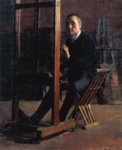 Self-Portrait at the Easel by Akseli Valdemar Gallen-Kallela