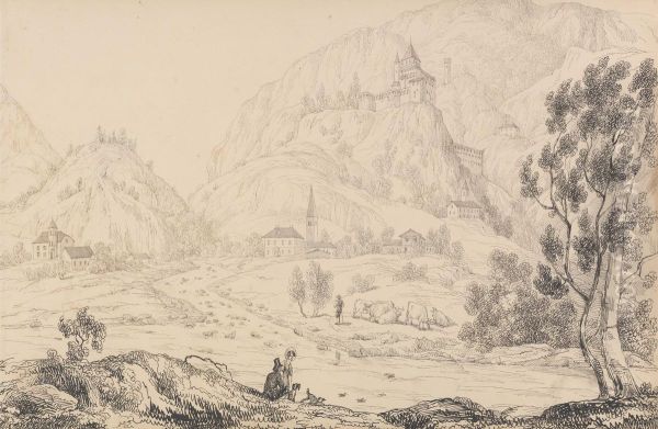 Fortress of Trostburg near the town of Kollman. Tyrol. 28th Oct.r 1840 - view 1
