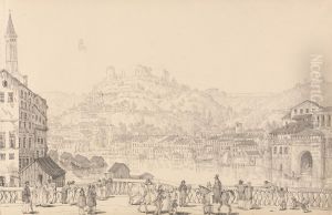 City of Verona and Castle of San Pietro from another bridge, 1st Nov.r 1840 by Sir Charles D'Oyly, 7th Baronet