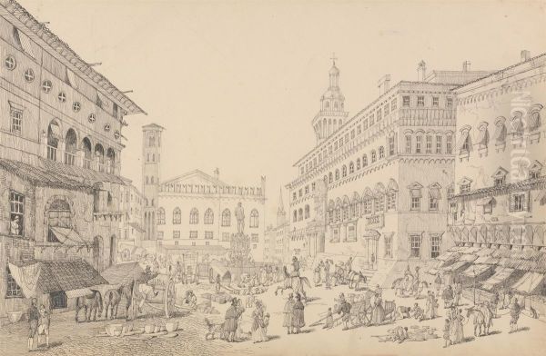 Square at Bologna, Cathedral and Palace of the Pope's legate 12th Nov.r 1840 - view 1