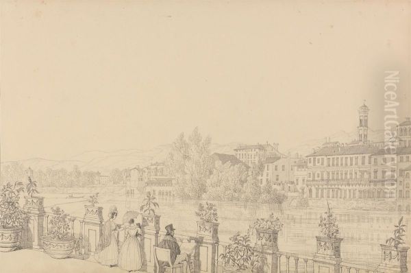 View from the Terrace of Casino Percori on the Lung Arno, Florence 7th Sept.er 1841 - view 1