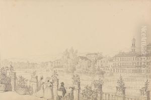 View from the Terrace of Casino Percori on the Lung Arno, Florence 7th Sept.er 1841