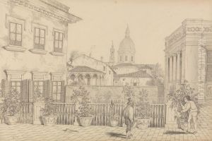 Terrace, Casino Pecori 24th Oct.er 1841 by Sir Charles D'Oyly, 7th Baronet