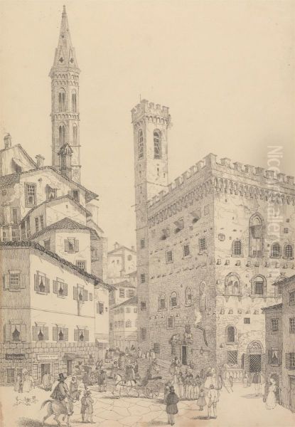 South View of the Barqello or State Prison and Spire of the Badia 3.d May 1842 - view 1