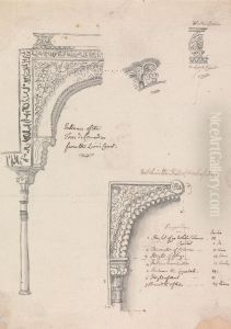 Architectural Sketches of Sections in Alhambra of Granada by Henry Swinburne