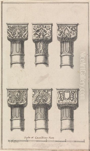 Six Capitals of Columns in the Court of Lions in the Alambra of Granada - view 1