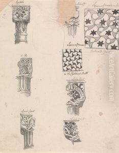 Sketches for Capitals of Columns and Mosaic Squares at Alhambra by Henry Swinburne