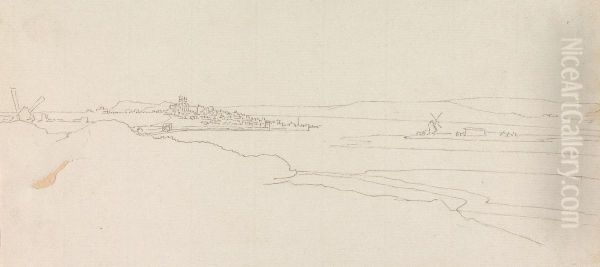 Landscape, With Windmills, and a Town in the Horizon - view 1