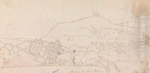 Landscape VIew of a Catle on a Hill by Henry Swinburne