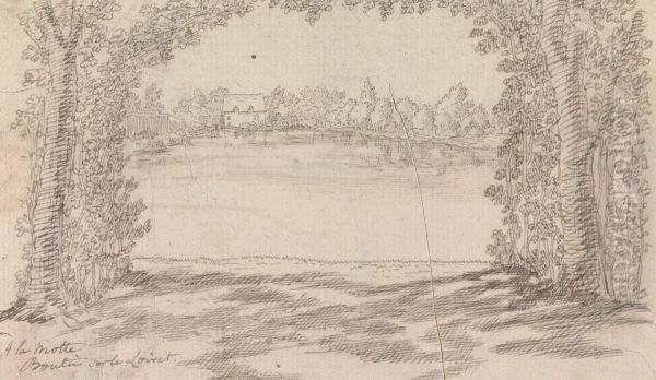Wooded Clearing, with a River Landscape and Cottage - view 1