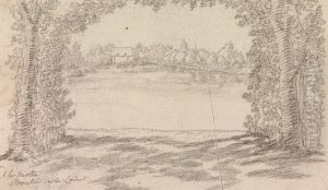 Wooded Clearing, with a River Landscape and Cottage